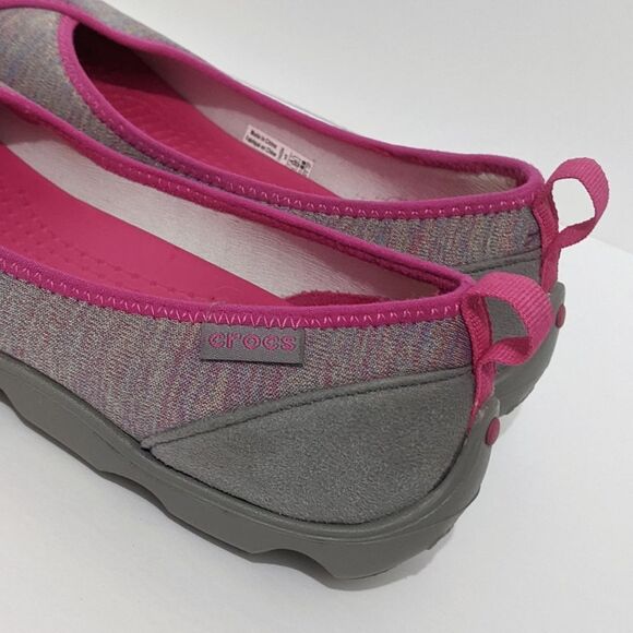 Crocs Flats Women's 8 Busy Day Ballet Pink Grey Slip On Stretch Loafer Shoes - Picture 6 of 10